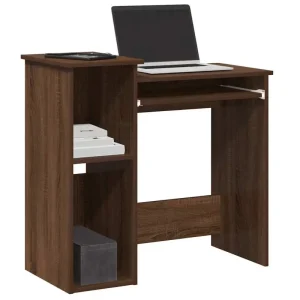 Bureau met planken van bewerkt hout voor praktische en decoratieve ruimte